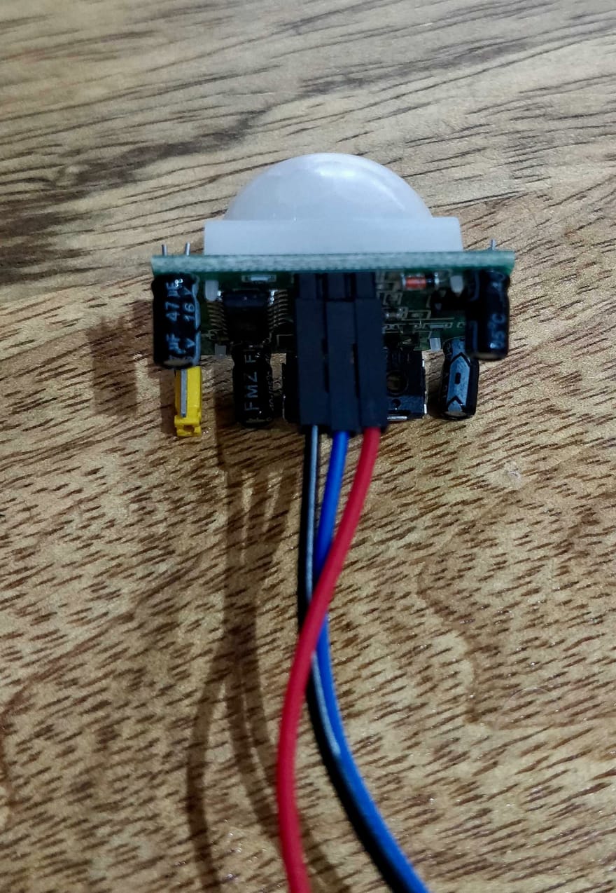 A photo of the Raspberry Pi cables connected to a Sensor module