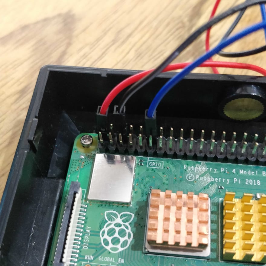 A photo of the Raspberry Pi showing the Sensors connected